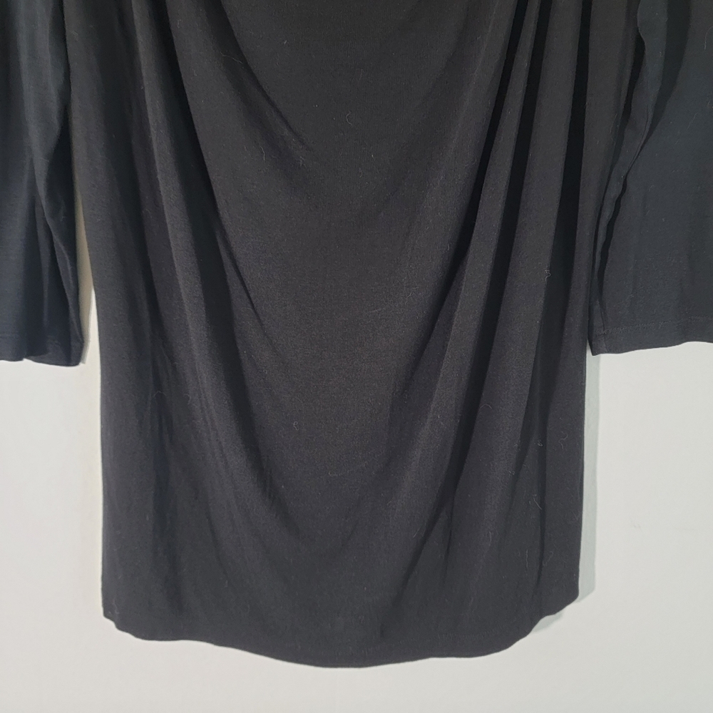 GIVENCHY Black Drape Embellished Top Sz M 3/4 Sleeve Goth Fairy Grunge Luxury - Picture 4 of 12